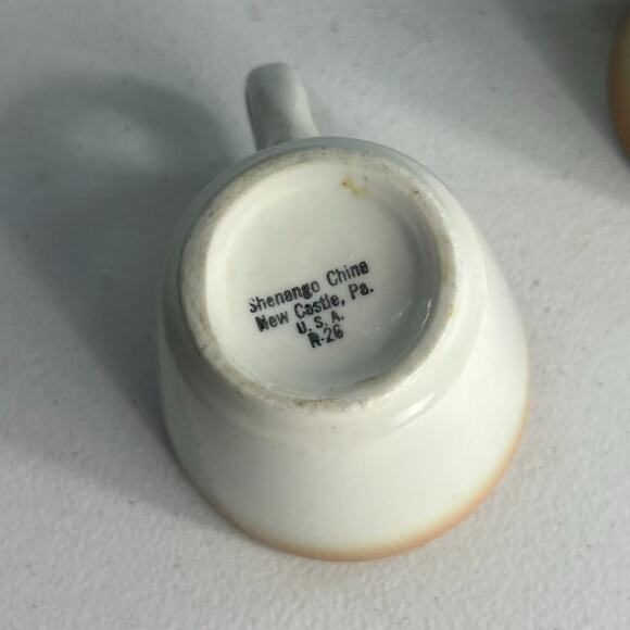 Shenango China Mug Set of 2 Ivory With Yellow Rim Ombre Heavy - Picture 3 of 5